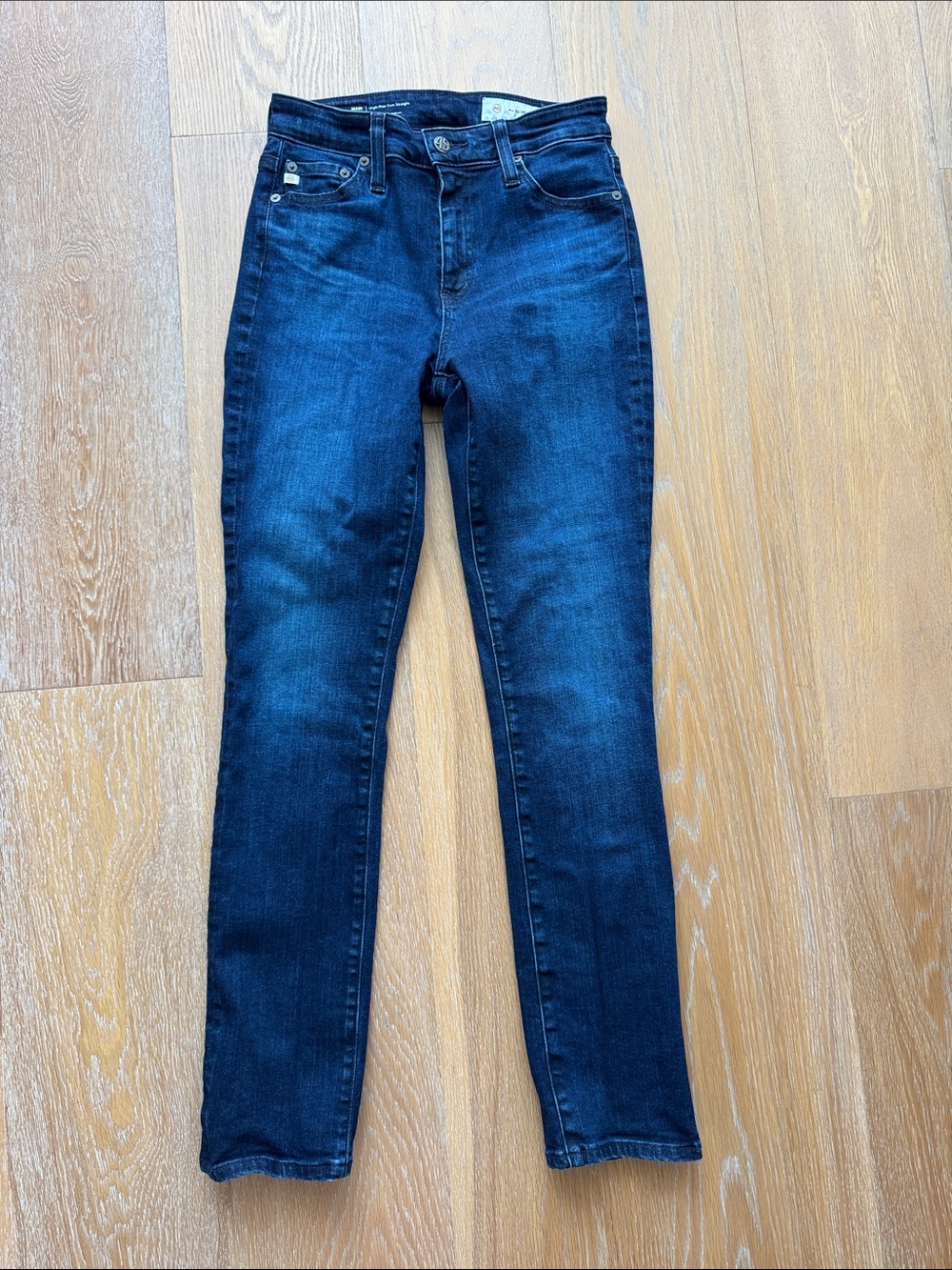 Ag Adriano Goldschmied Mari High Rise Slim Straight Dark Blue Skinny Jeans